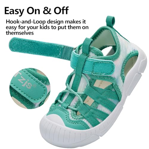 Kids Lightweight Water Shoes - Breathable Quick Dry Sandals - Green & Multi - Toddler