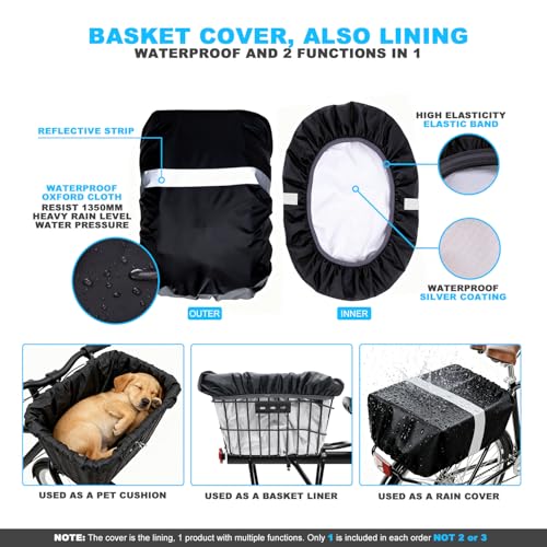 Mattisam Medium 60L Waterproof Bike Basket Rain Cover with Cargo Net - Black