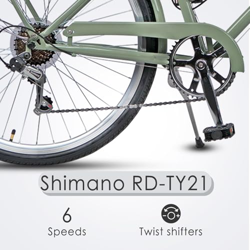 26 Inch Women's Hybrid Bike - Green Frame with Black Tires