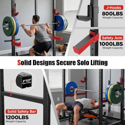 Multi-Functional Power Rack with Pulley System - Red