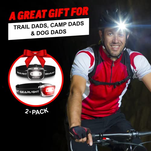 LED Headlamp 2-Pack - Battery Powered, 7 Modes, Adjustable Band