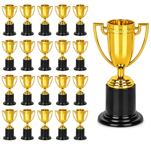Mini Trophies 24-Pack - Gold-Plated Plastic, 2 x 4 x 2 in - Awards for Kids & Adults