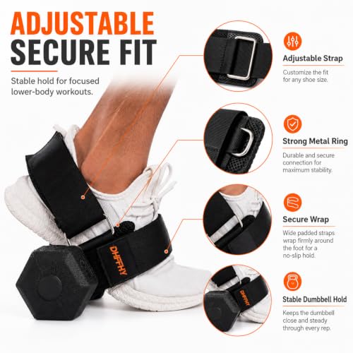 Monkey Foot Dumbbell Attachment - Adjustable Ankle Strap, 2PCS Black