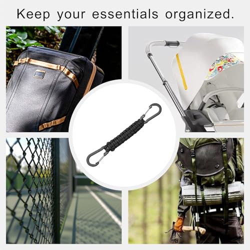 Paracord Keychain Carabiner Clips - 3 Pack, Black