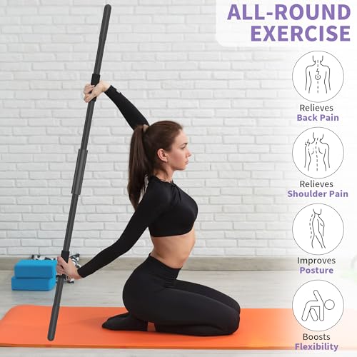 Adjustable Yoga Stick - 58 Inch Sturdy Alloy Steel for Stretching and Balance
