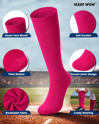 Youth Pink Baseball Belt & Softball Socks Combo - Elastic Waist Athletic Set