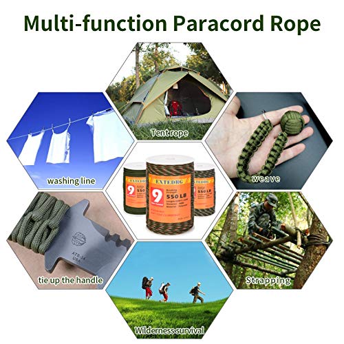 550lb Paracord Rope 9-Strand 4mm Outdoor Cord 100M - Army Green