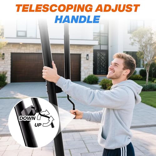Portable Basketball Hoop with 40-Inch Impact Backboard - Adjustable Height 5.5-10FT - Black