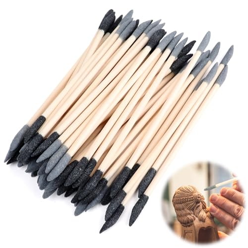 50 Pcs Sanding Sticks Kit,5.3x0.2 inch 120/280 Grit Double End Matchsticks Sanding Twigs Precision Tools,Fine Detailing Polishing Tool for Tight Spaces Detailing