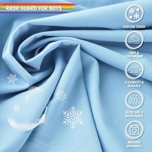 Smarash Boy's UPF 50 Short Sleeve Rash Guard Swim Shirt - Milk Blue, 3T
