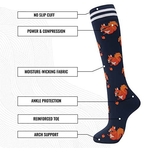 Fenglaoda Compression Socks for Women Men 3 Pairs Small-Medium White Bear/Squirrel/14-dogs
