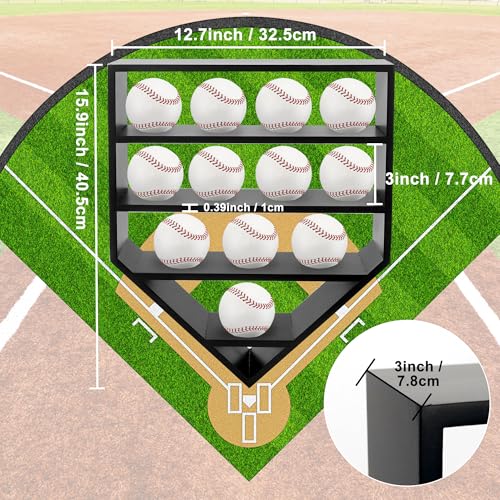 Hodeframe Baseball Display Case 12 with Front-Open Door, 13x16 Black (No Door Variant)
