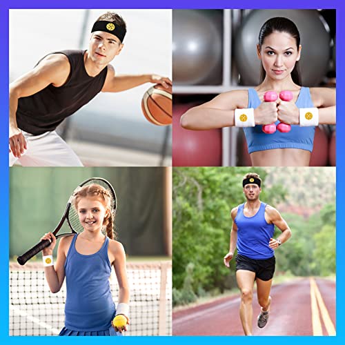 6-Piece Sports Headband and Wristband Set - Absorbent Terry Cloth Sweatbands