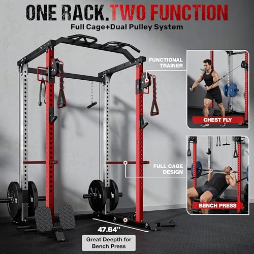 2000LBS Power Cage with Cable Crossover - Red DP01
