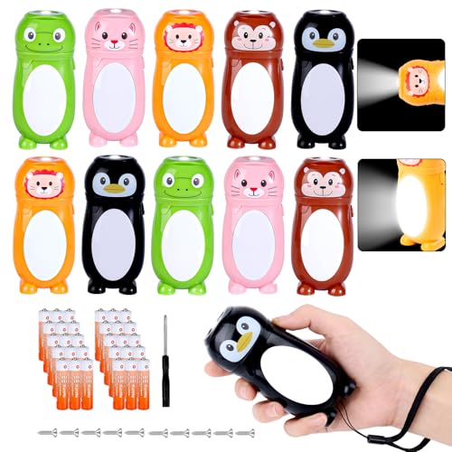 KunHe 10 Pack Animal Flashlights 2 in 1 Camping Lantern Flashlights Christmas Stocking Stuffers Small Flashlight Party Favors Halloween Christmas Gift for Girls Boys