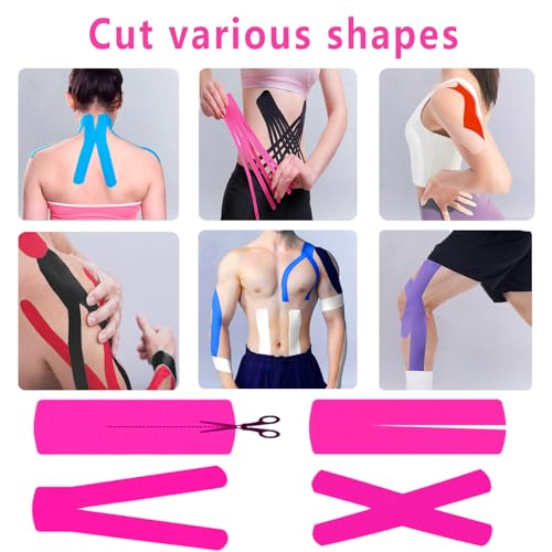 Kinesiology Tape - 2" x 16.4 ft Pink Uncut Athletic Tape, Latex-Free
