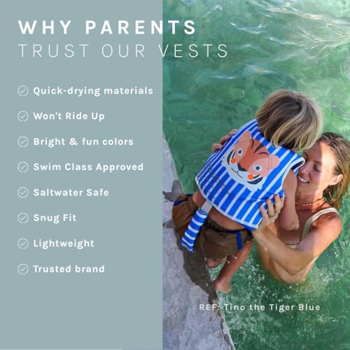 Kids Swim Vest with Adjustable Safety Strap - Blue, Size 2-3, Sunnylife