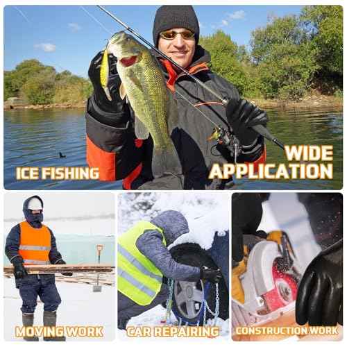 Sintuff Waterproof Work Gloves for Men Insulated Freezer Winter Work Gloves with Sandy Grip for Outdoor