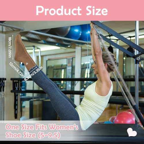 Cute Non-Slip Pilates Socks for Women - 3 Pairs in Beige, Coffee, Brown