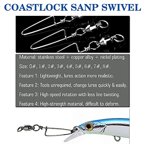 High Strength Fishing Snap Swivel - Size 0+0 (16lb), 25 Pcs