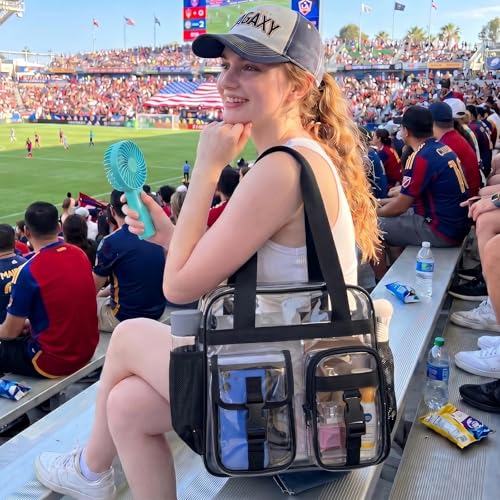Clear Tote Bag - Stadium Approved Crossbody Purse - Black