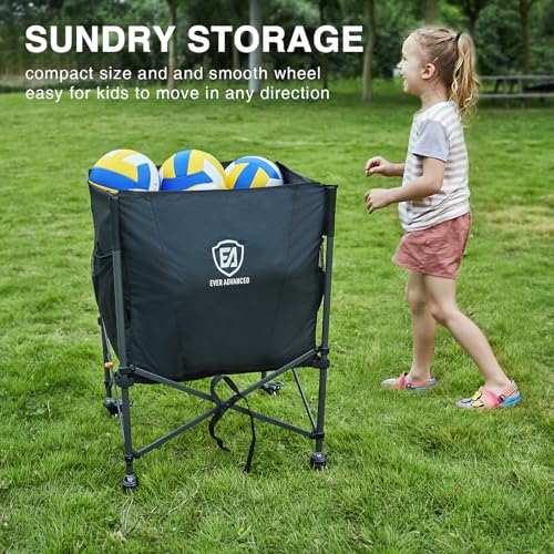 Collapsible Sports Equipment Storage Cart with Lockable Wheels