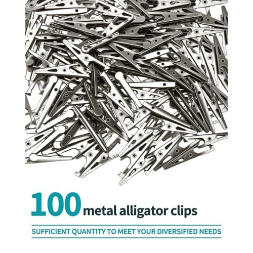 100 PCS Metal Alligator Clip, 35mm Spring Clamps Test Line Crocodile Clip Silver Tone Alligator Clips Nickel Plated Crocodile Clamps, Used In Laboratory Electric Testing Work And Cable Lead