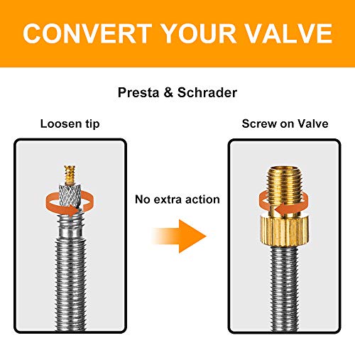 Brass Presta Valve Adapter - 2PCS Gold & Black Tire Caps