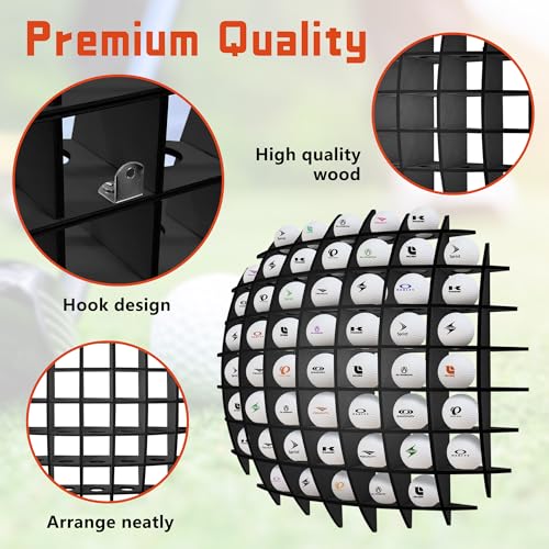 Montex Black Golf Ball Wall Mount Display Case - Stylish Collection Holder