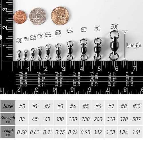30-Pack Fishing Swivels - #0 33LB Ball Bearing Stainless Steel