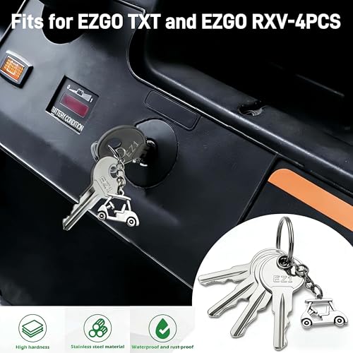 EZGO Golf Cart Ignition Keys - 4PCS Replacement Set for RXV, TXT, & More