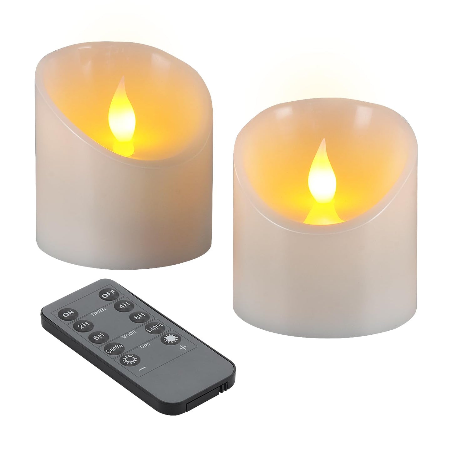 3"x3" Flickering Flameless Candles, Realistic LED Candles, Battery Operated Candles with Remote and Timers, Real Wax Electric Fake Pillar Candles for Festival Wedding Home Party Decor -2Pack