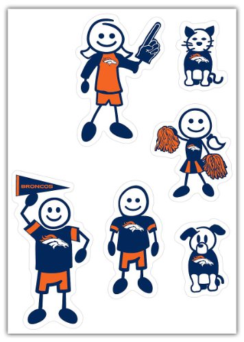 Denver Broncos NFL Small Family Decal Set - 6 Repositionable Characters