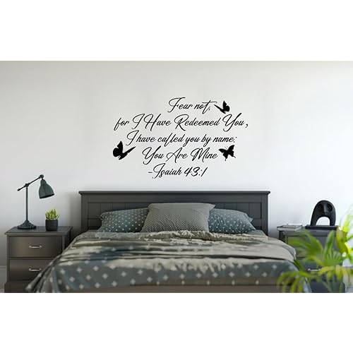 Fear Not I Have Redeemed You Isaiah 43 1 Bible Verse Wall Deca, Christian Religious Prayer Scripture Quotes Vinyl DIY Removable Wall Sticker for Living Room Home Office