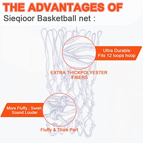 Heavy Duty Basketball Net - Weatherproof Anti-Whip Replacement - 12 Loops