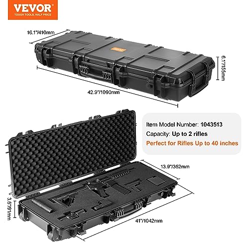 Hard Rifle Case with Wheels, Waterproof & Crushproof, 4-Layer Foam