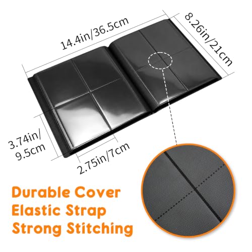 Trading Card Binder Album - 160 Pocket Folder for Sports & Gaming Cards - Black