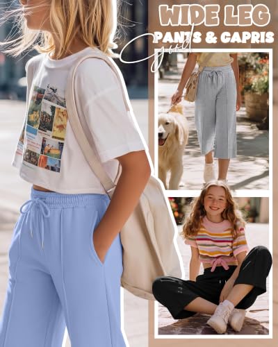 3 Pack Girls Wide Leg Capri Pants - Comfortable & Stylish