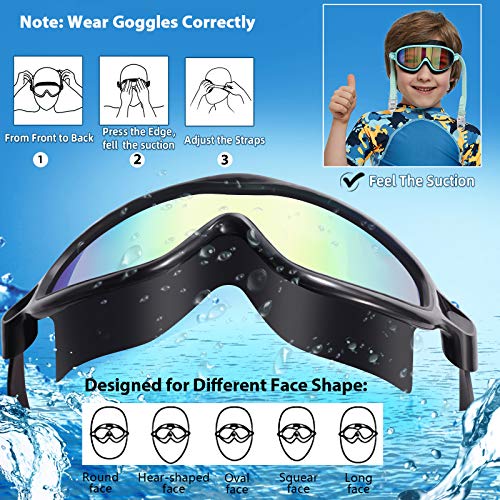 Kids Swim Goggles 2 Pack - Anti-Fog UV Protection, 180° View