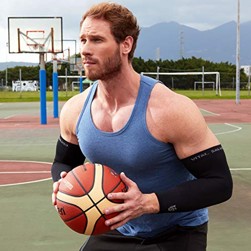 VS Vital Salveo L-1PC Compression Arm Sleeve for Basketball Baseball Football Tennis & Arthritis