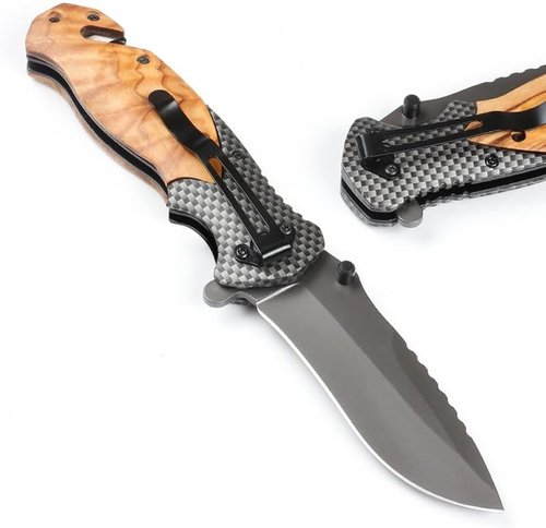 DOOM BLADE Pocket Folding Knife - 8.3" Tactical EDC Knife with Glass Breaker & Seatbelt Cutter