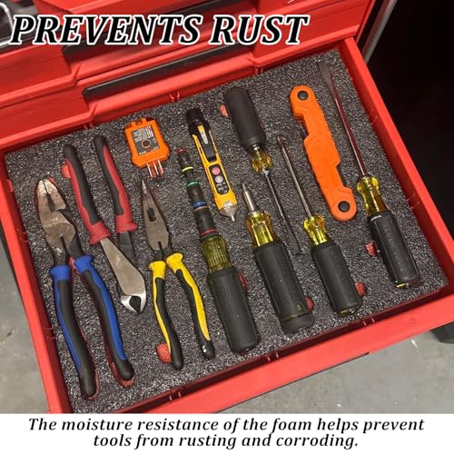 6 Pack Tool Box Foam Inserts for Cases,Tool Box Liner Polyethylene Sheets, Toolbox Kaizen Organizer and Storage Shadow(18 x 12 x 1 Inch,Red, Black) (6 Pcs Foam)