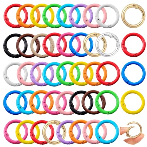 Colorful Round Carabiner Clips - 48pcs 1 Inch Key Ring Set