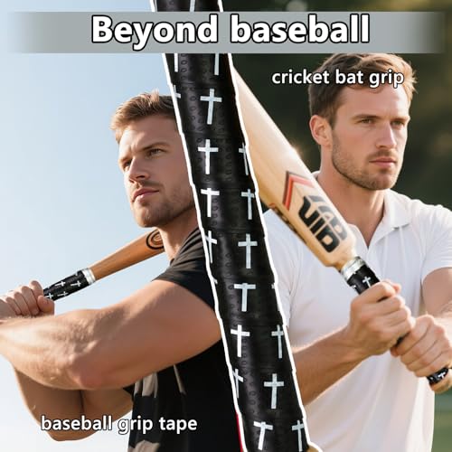 Baseball Bat Grip Tape - 2 Pack Non-Slip for All Players - Black/Cross