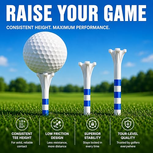 Advanced 5-Prong Plastic Golf Tees - 120 Assorted Pack (3-1/4")