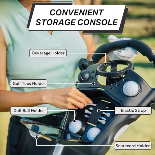 3-Wheel Golf Push Cart - Lightweight Folding with Umbrella Holder - Charcoal/Black