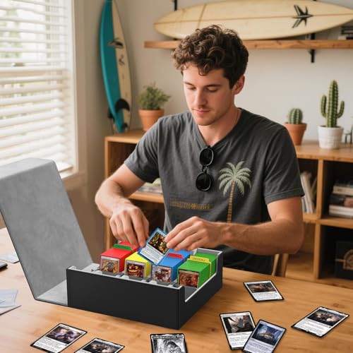 Large Capacity Trading Card Storage Box with Dividers & Stands