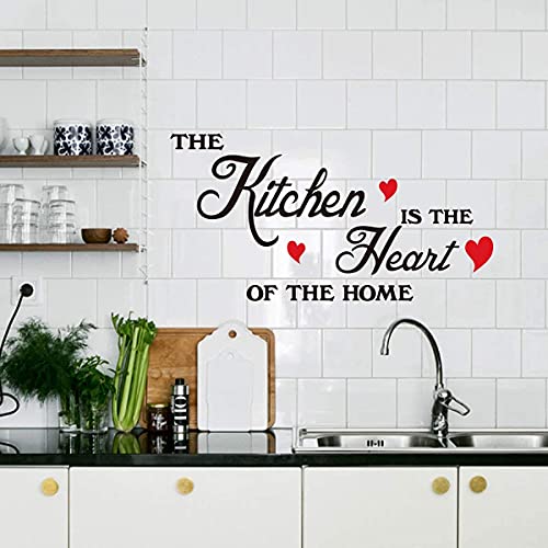 The Kitchen is The Heart of The Home Red Heart Wall Sticker Art Quote Home Decor(18''x17)