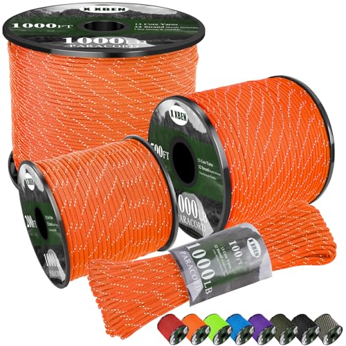 1000lb Reflective Paracord Rope - Heavy Duty 4mm Tent & Camping Cord