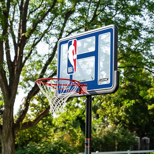 Portable NBA Basketball Hoop - Adjustable Height 7.5-10 Ft, 44" Backboard, Black/Clear